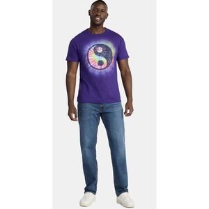 Humor Mens Yin Yang Rainbow Tie Dye Graphic Tee Purple T-Shirt Medium NWT
